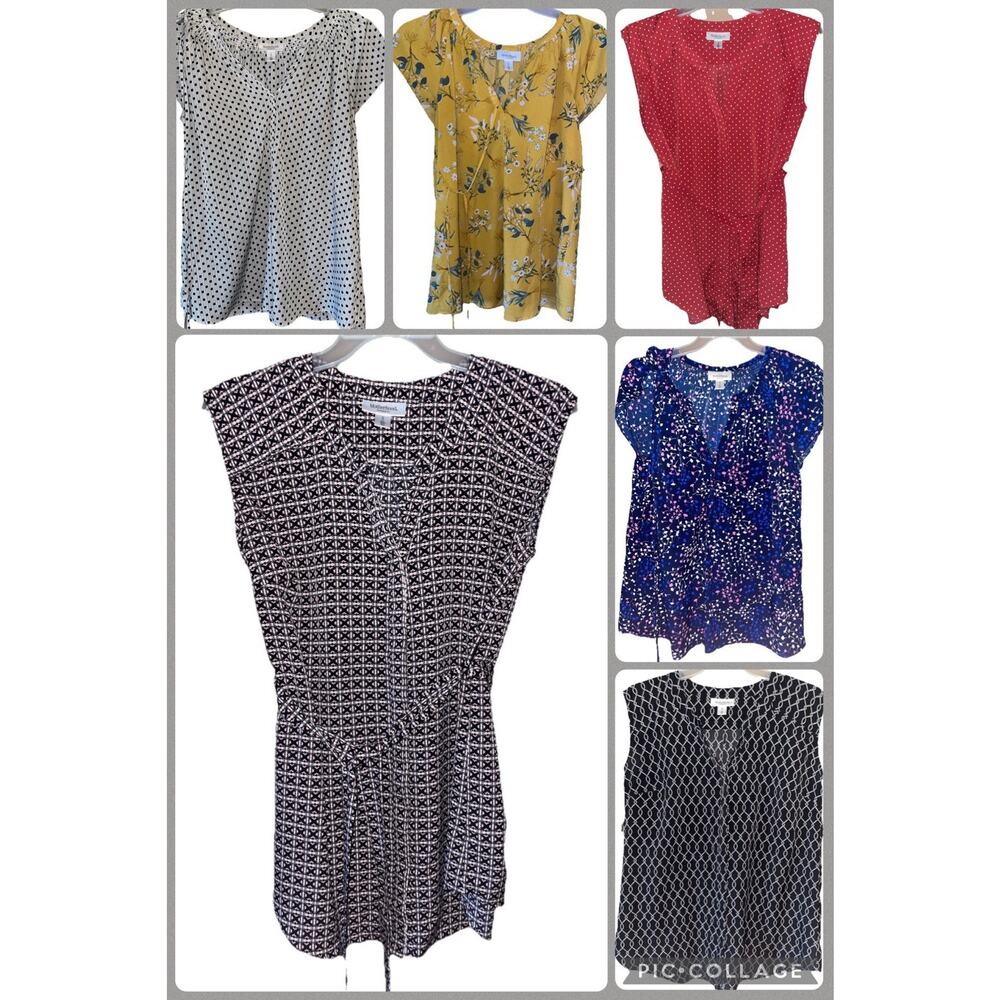 Lot Of 6 Motherhood Maternity Tops Spring Summer Sleeveless With Belly Ties Sz M